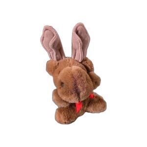 Wild Wonders Moose Plush Stuffed Animal Toy Northern Gifts Brown Red Bow Plush